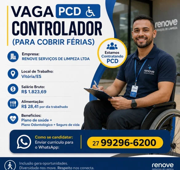 VAGA PCD - CONTROLADOR (PARA COBRIR FÉRIAS)