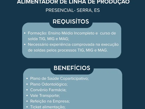 DIAÇO contrata Alimentador de Linha de Produção
