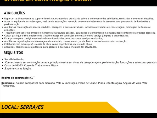 Grupo A. Madeira contrata Oficial da Construção Pesada