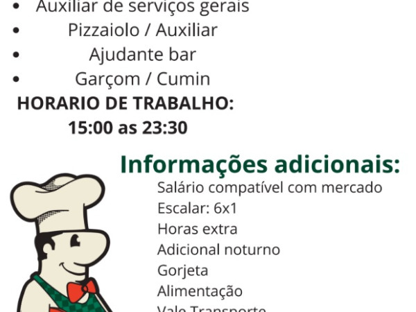 Disk Pizza Paulista Vitória abre vagas de emprego