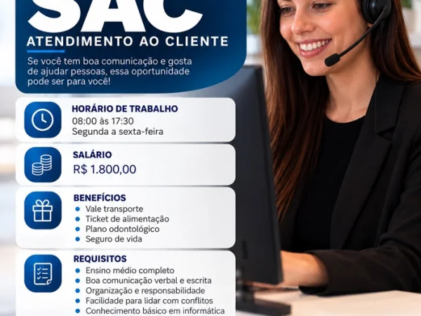 VAGA PARA SAC (ATENDIMENTO AO CLIENTE)