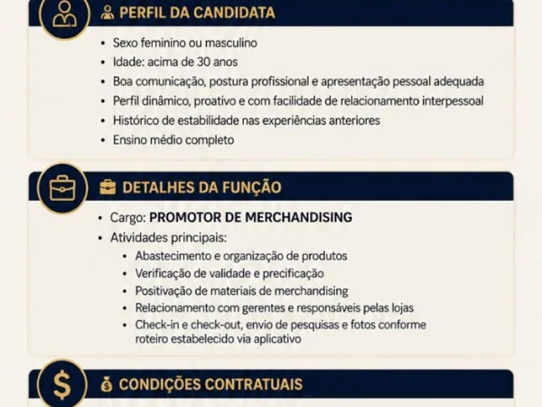 Vaga de Promotor de Merchandising (Setor Farma)