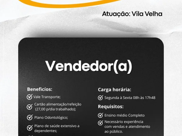 Vaga para Vendedor(a) (Vila Velha)