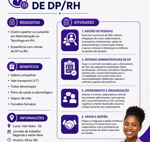 VAGA DE ASSISTENTE DE DP/RH