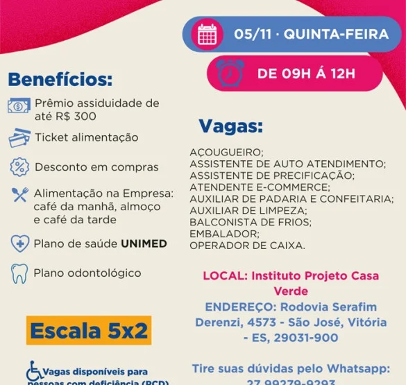 ENTREVISTA SEM AGENDAMENTO NO PROJETO CASA VERDE VAGAS PARA A REGIÃO DE VITÓRIA