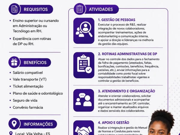 VAGA DE ASSISTENTE DE DP/RH