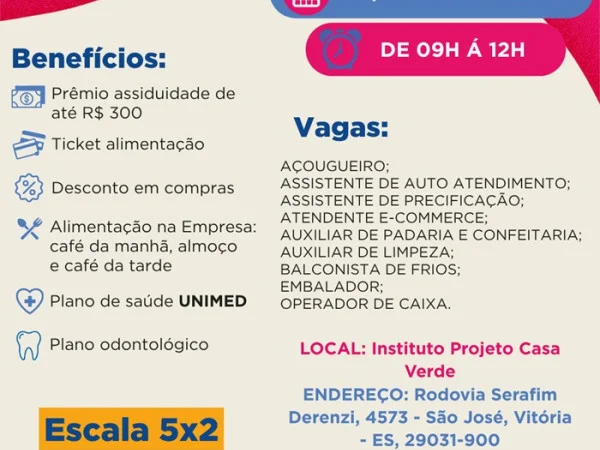 ENTREVISTA SEM AGENDAMENTO NO PROJETO CASA VERDE VAGAS PARA A REGIÃO DE VITÓRIA