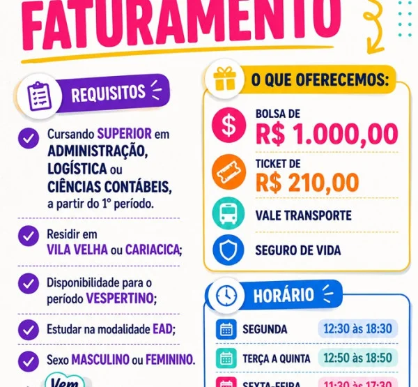 Vaga para Estágio em Faturamento