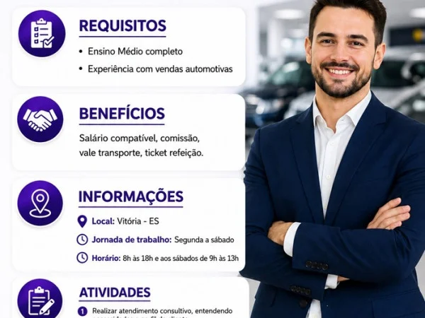 Vaga para Vendedor de Seminovos