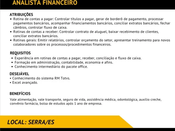 Grupo A. MADEIRA contrata Analista Financeiro