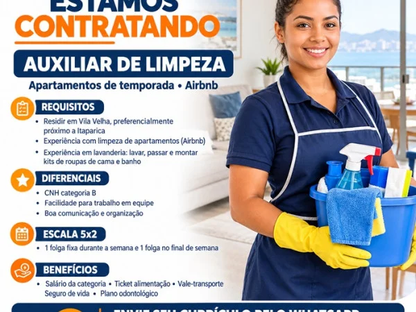 Vagas para Auxiliar de Limpeza