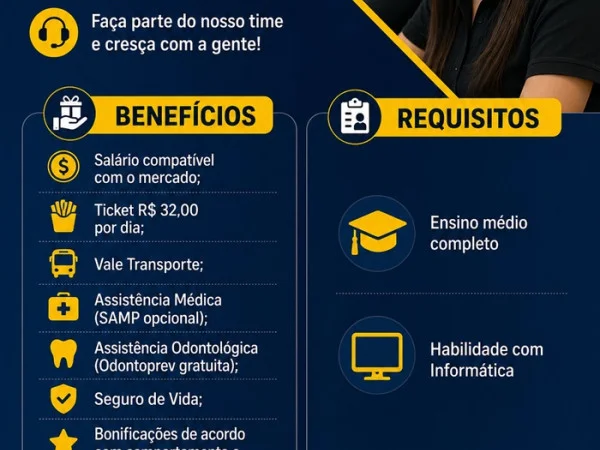 Vagas abertas para Call center 