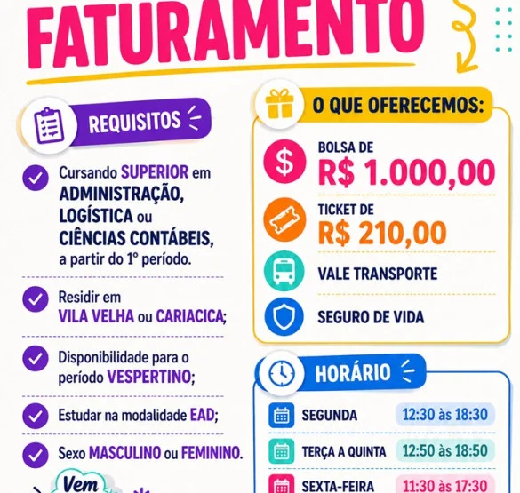 Vaga para Estágio em Faturamento