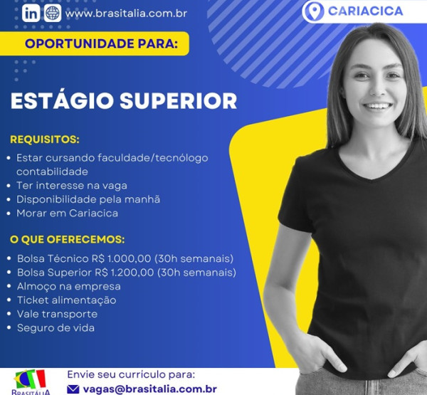 BRASITALIA ABRE VAGA DE ESTÁGIO SUPERIOR