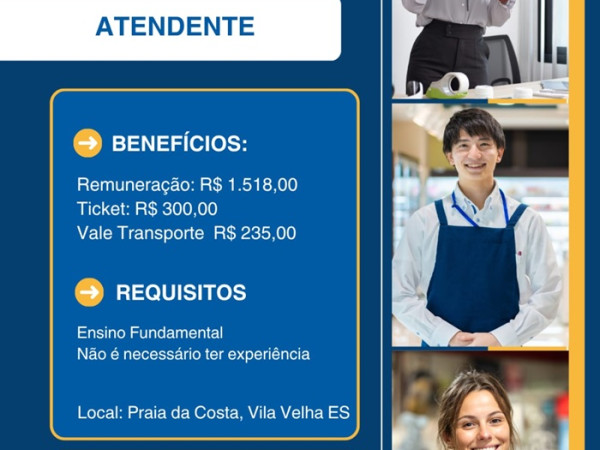 04 VAGAS - ATENDENTE DE RESTAURANTE