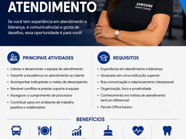 Samsung Smart Center contrata Supervisor(a) Atendimento