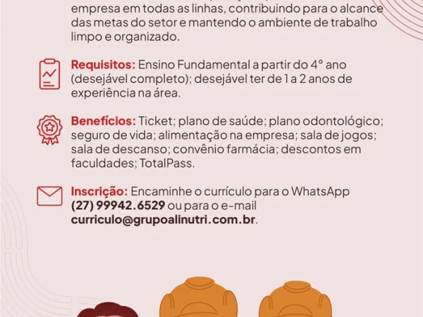 Alinutri contrata Auxiliar de Operação de Produção