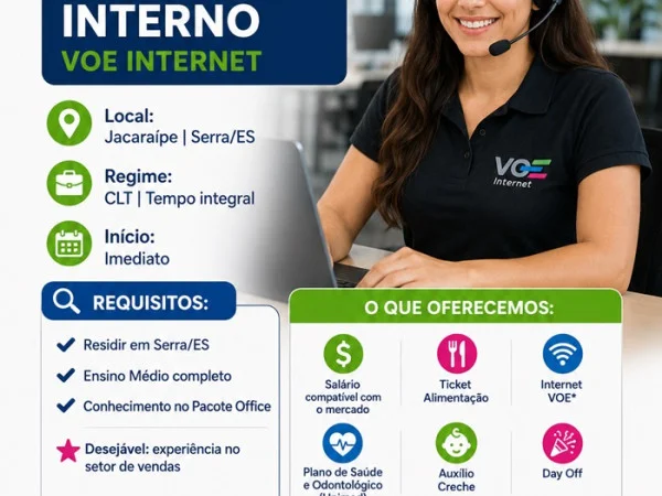 VAGA PARA O COMERCIAL INTERNO - VOE INTERNET