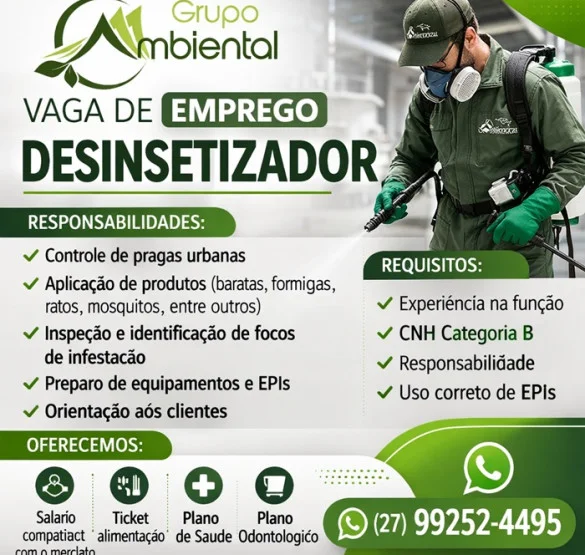 Grupo Ambiental contrata Desinsetizador