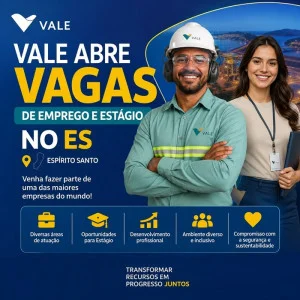 Vale abre vagas de Emprego e Estágio no ES