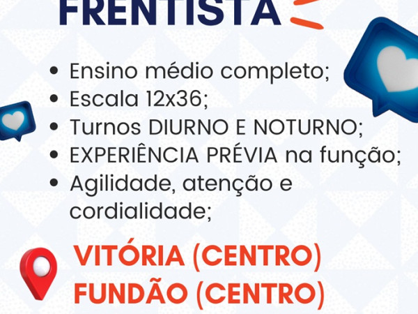 VAGA PARA FRENTISTA