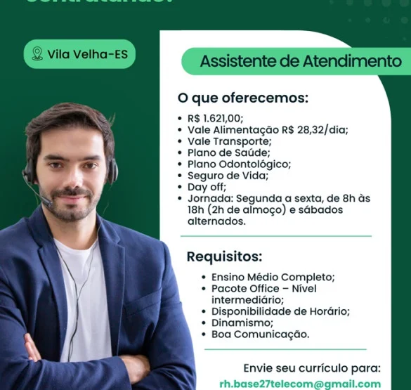 Vaga para Assistente de Atendimento