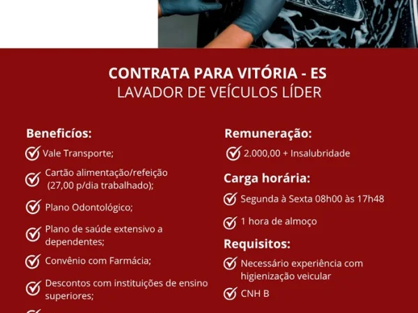 GRUPO PODIUM CONTRATA LAVADOR DE VEÍCULOS (VITÓRIA)
