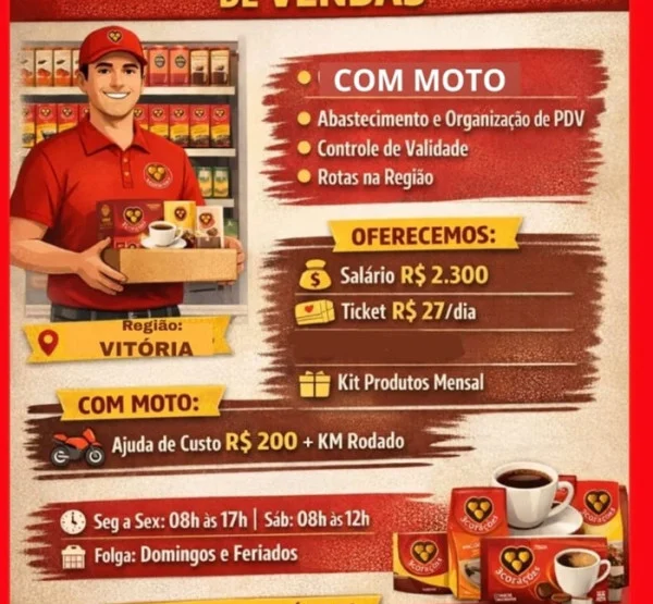 Grupo 3Corações contrata Promotor(a) de Vendas