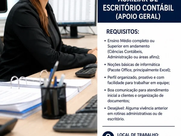AUXILIAR DE ESCRITÓRIO CONTÁBIL (APOIO GERAL)