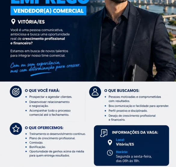 VAGA DE VENDEDOR(A) COMERCIAL