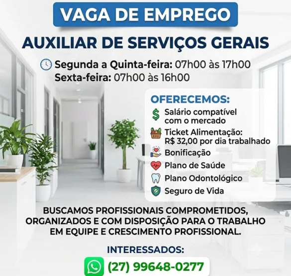 AUXILIAR DE SERVIÇOS GERAIS | ÁGUIA ASSISTÊNCIA AUTOMOTIVA 24 HS