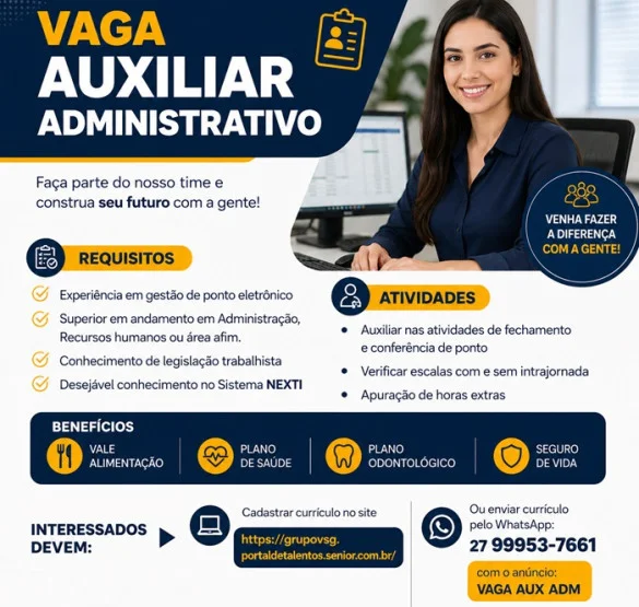 VAGA PARA AUXILIAR ADMINISTRATIVO