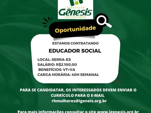 Vaga para Educador Social