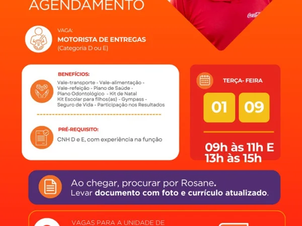 A Coca-Cola está realizando entrevistas de emprego sem necessidade de agendamento