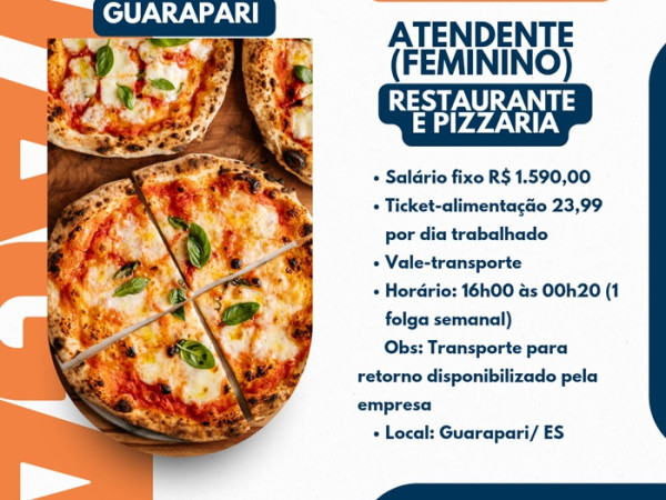 VAGA PARA ATENDENTE FEMININO