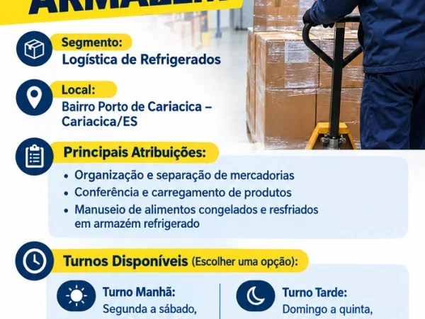 VAGA DE AUXILIAR DE ARMAZÉM