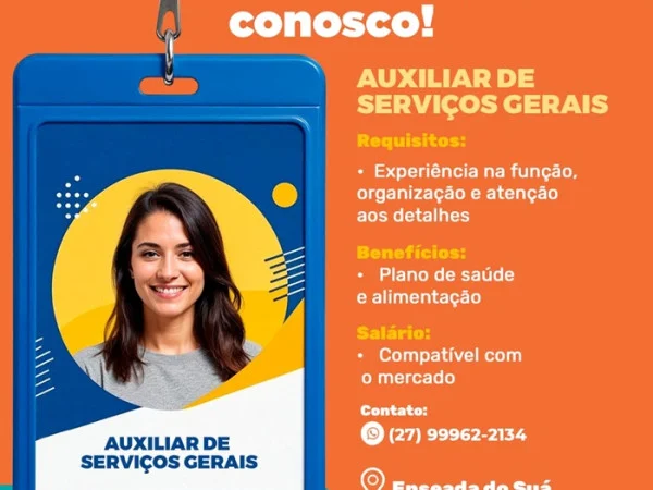 Vaga de Auxiliar de Serviços Gerais em Vitória/ES
