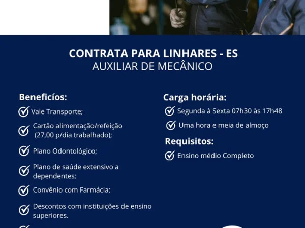 VW PREMIUM CONTRATA AUXILIAR DE MECÂNICO
