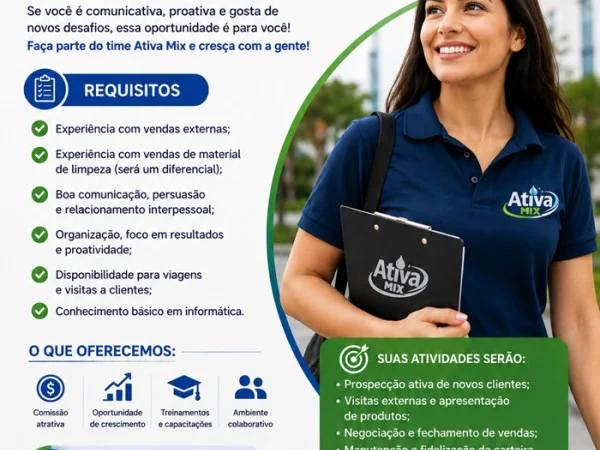 Vaga para Vendedora Externa – Ativa Mix