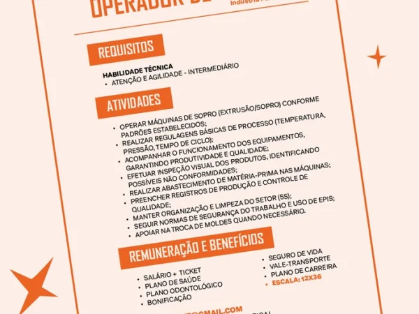 VAGA ABERTA – VENDEDOR(A)