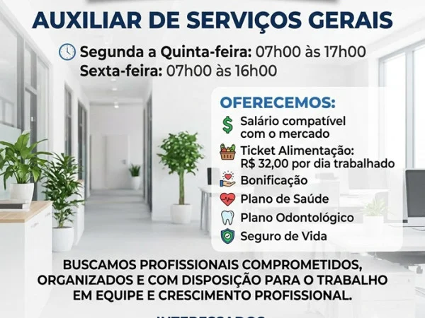 AUXILIAR DE SERVIÇOS GERAIS | ÁGUIA ASSISTÊNCIA AUTOMOTIVA 24 HS