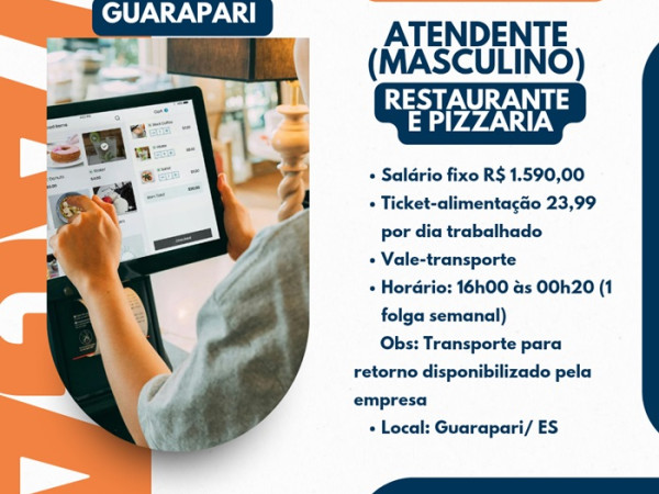 VAGA PARA ATENDENTE MASCULINO