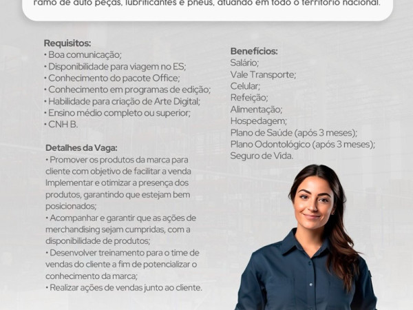 Vaga para Promotor(a) de PDV