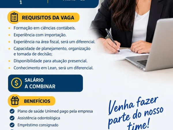 Vaga para Assistente de faturamento