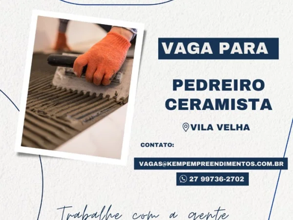 KEMP CONTRATA PEDREIRO CERAMISTA
