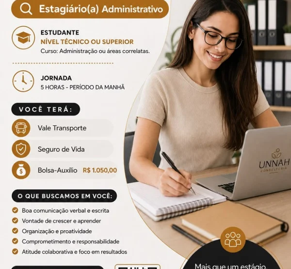 Vaga para Estagiário(a) Administrativo