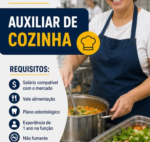 Escola em Vitória contrata Auxiliar de Cozinha