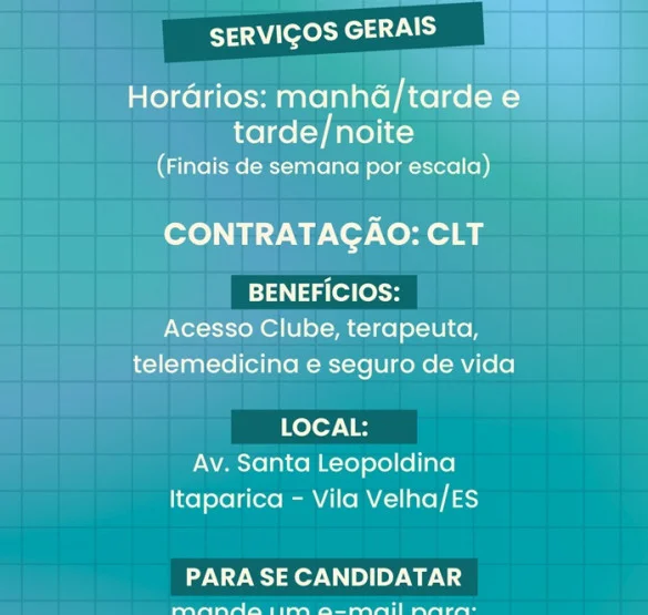 Clube R5 Sports contrata Auxiliar de Serviços Gerais