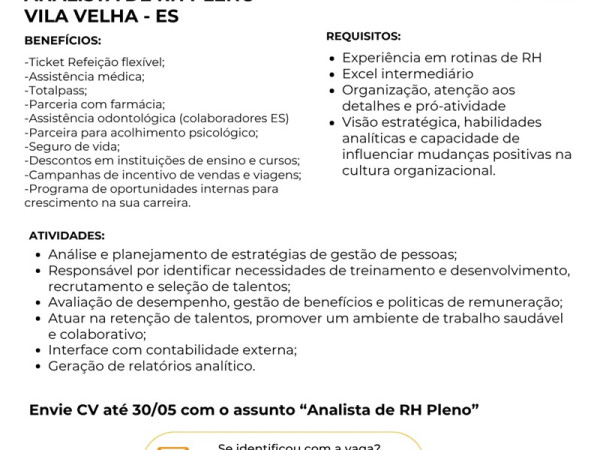 ANALISTA DE RH PLENO