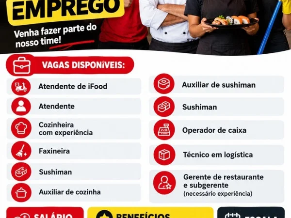 VAGAS DE EMPREGO - RESTAURANTE YAN PING